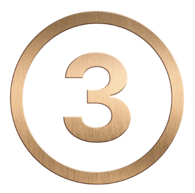 Numero 3 rond dore
